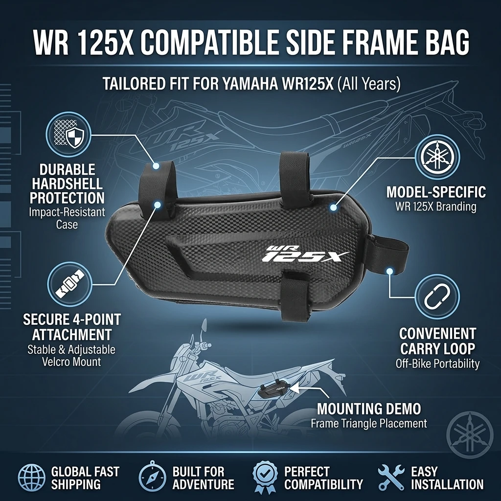 EVA Hard Shell Thickened Fabric Motorcycle Storage Bag Side Bag With LOGO For YAMAHA WR 125X WR 125 X WR125X 2021 2022 2023