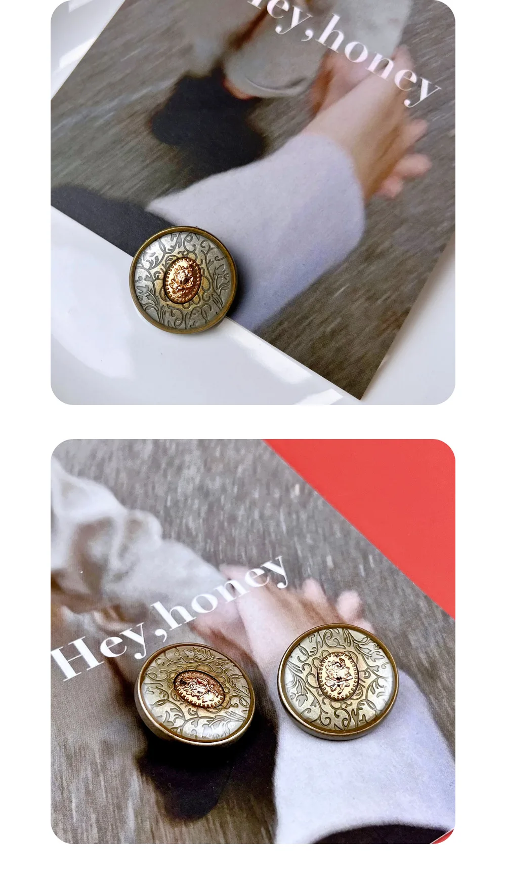 10 Stück Metallknöpfe, Nähzubehör, Zubehör für Kleidung, dekorative Knöpfe, DIY-Handwerk, runde Knöpfe für Kleidung, 25 mm – Detail 3