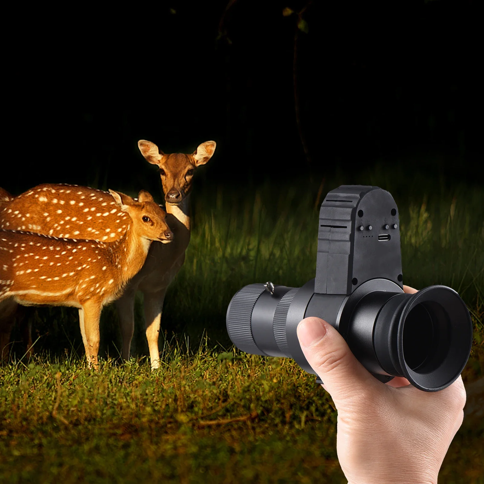 Night Vision Device for Outdoor Hunting, F + Cross Cursor, 4-5X Digital Zoom Rifle Sight, Infrared Illuminator