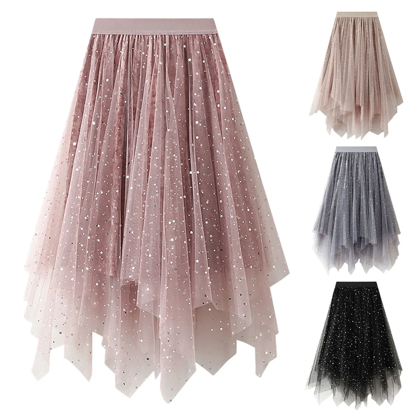 2024 Newest Hot Women's Tulle Skirt Elastic High Waist Underskirt Ballet Irregular Hem Pleated Skirt Sheer Tutu Tulle Skirts