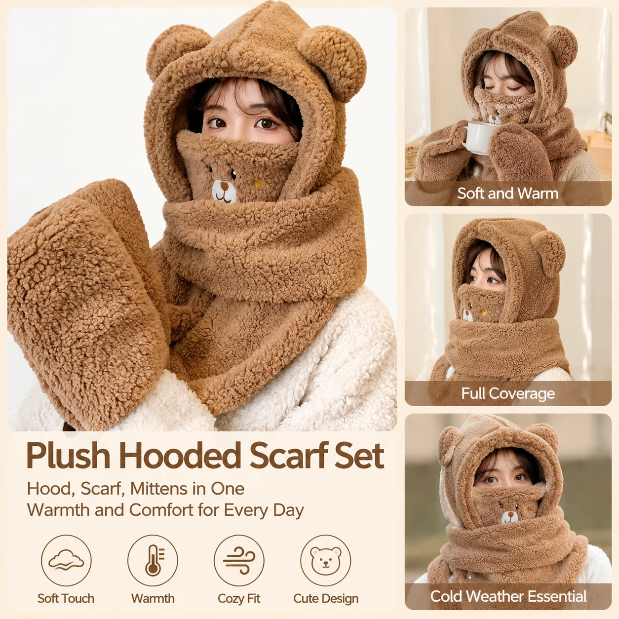 Adults Bear Hood Hat set Winte - đánh giá và giá Winter Cycling Commute Gear