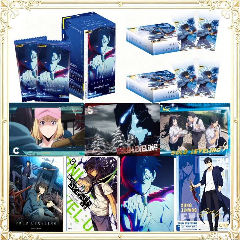 Anime Solo Leveling Collectible Cards Solo Leveling Vol.1 Trading Cards Booster Box SSR CSR Sung Jinwoo Character Flash Cards