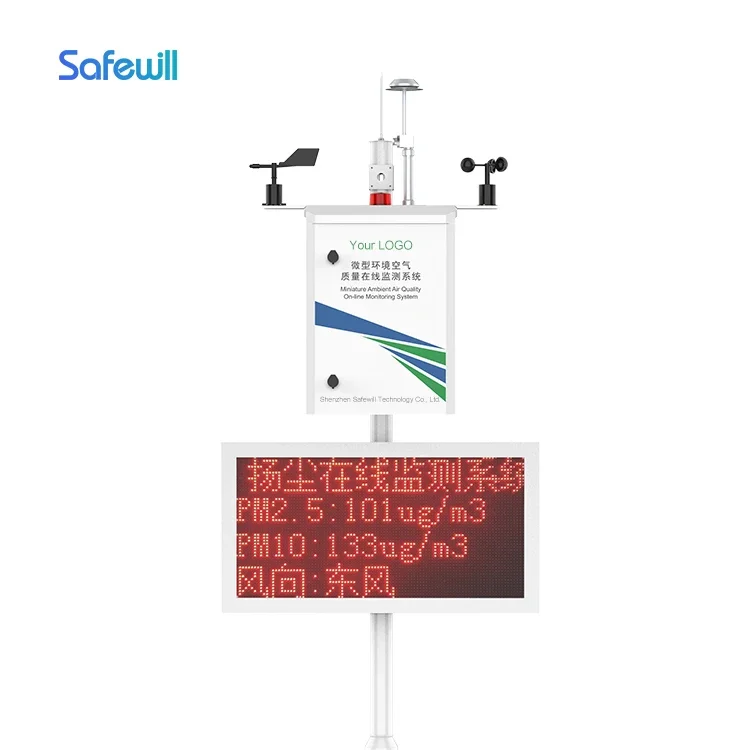 Safewill Air Quality Monitor Dust Particle Counter Weather Monitor ES80A-A10 Remote Noise Environment Dust Monitoring System