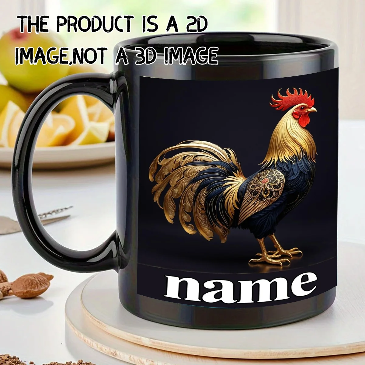 1Pc, Customizable with Text, Cute and Durable Black Mug, Pure Black Coffee Cup, Ceramic Water Cup, 11 oz Printed Pattern Durable Ceramic, Personalized Name Coffee Cup, Winter Gift, Suitable for Christmas, Halloween, Birthday Gift, Anniversary Gift