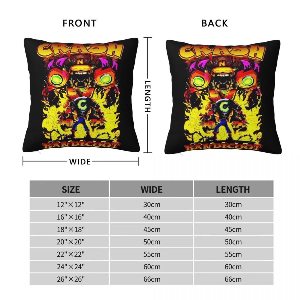 Retro Crash Bandicoot Game Square Pillowcase Polyester Linen Velvet Creative Zip Decorative Home Cushion Cover