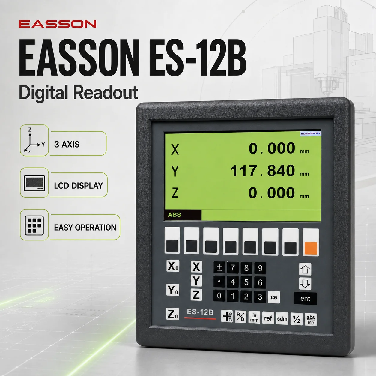 Easson ES-12B 3 Axis Digital Readout LCD Display Mill Lathe 2 Axes DRO System
