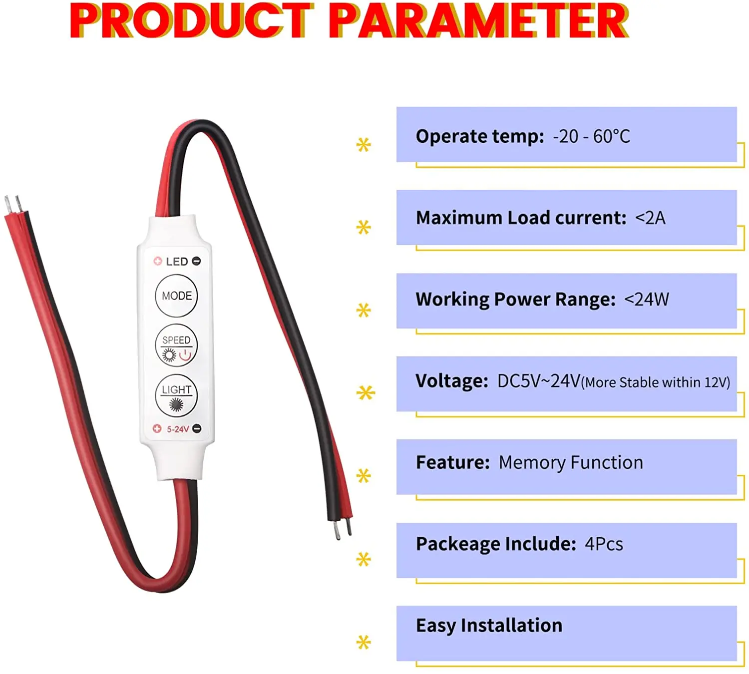 LED Flash Controller,for 5050/3528/2835/5730/5630/3014 LED Light Strip Compatible with Car,Boat,Home 5V-24V Memory Function