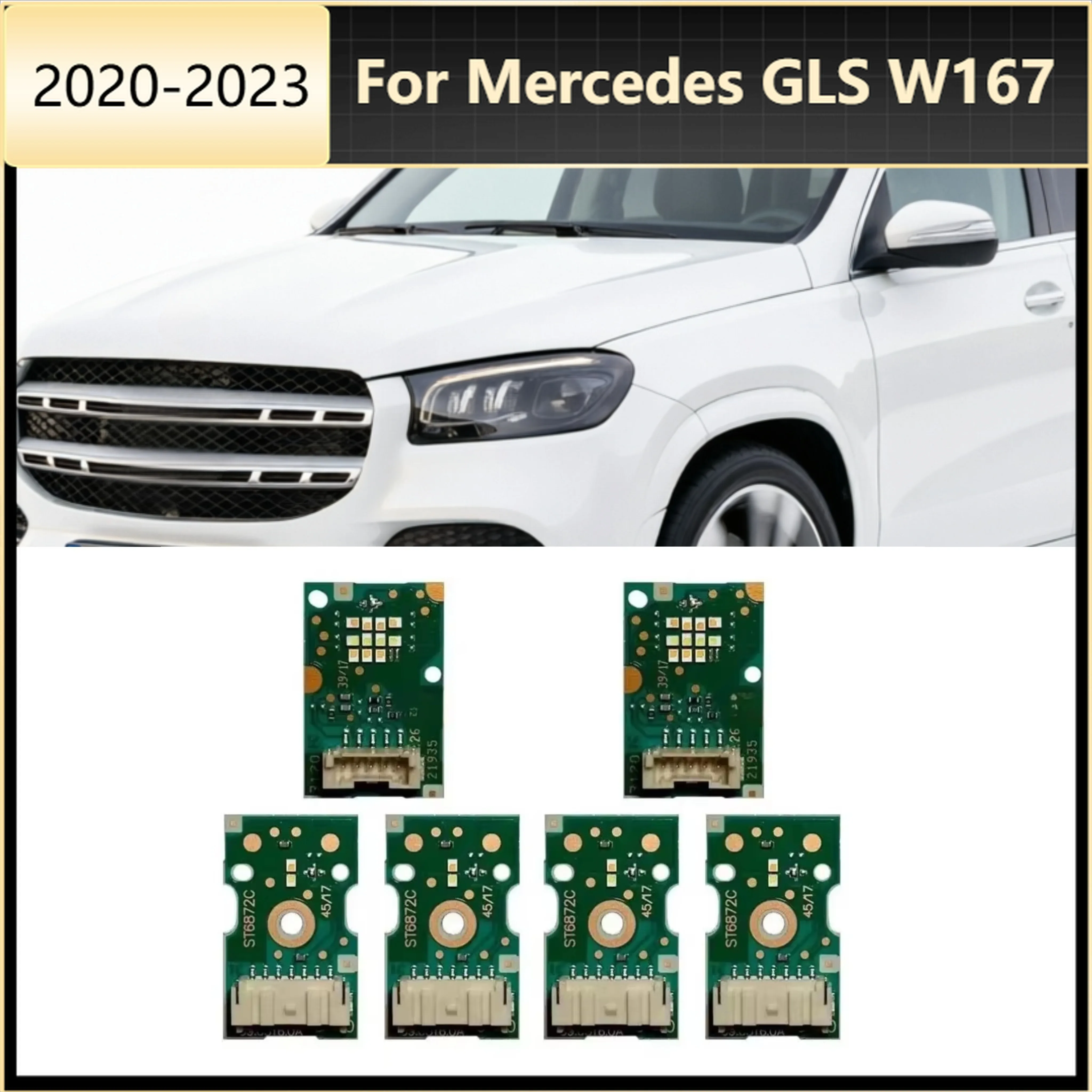 White For Mercedes GLS W167 2020 2021 2022 2023 SUV European Version Car Headlight LED DRL Daytime Running Light PCB Angel Eye