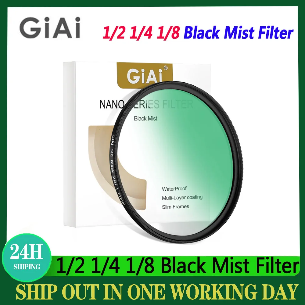 GiAi 1/2 1/4 1/8 Black Mist Filter 82mm 77mm 72mm 67mm 55mm 52mm 49mm 46mm 40.5mm 37mm Camera Lens Filter Kit