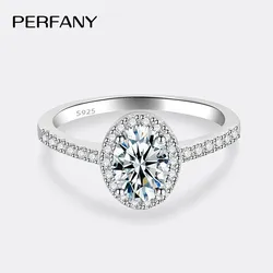 PERFANY 1/2CT Oval Cut Moissanite Ring for Women S925 Pure Silver Shiny Laboratory Certified Diamond Wedding Luxury Jewelry