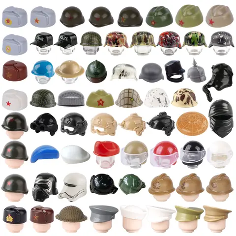 WW2 US Sovietico Britannico Soldato Tedesco Figure Casco Accessori Militari Building Blocks SWAT Cappello Della Polizia WW1 Arma Mattoni Giocattoli