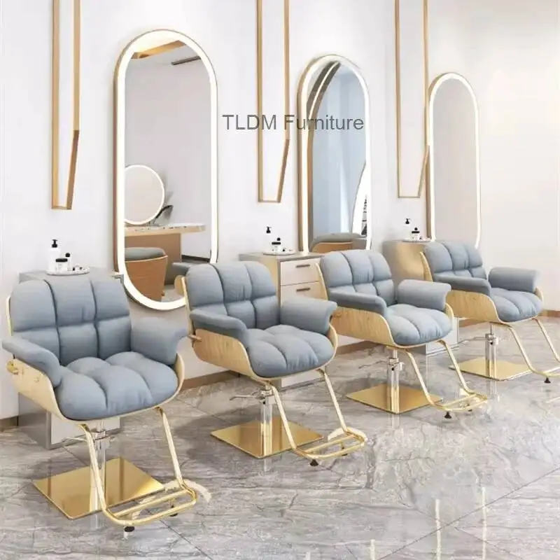 

Luxury Furniture Nordic Chairs Salon Hair Fashion Light Salon Barber Hairdressing Chairs Simple Swivel Lift Beauty Salon Chair