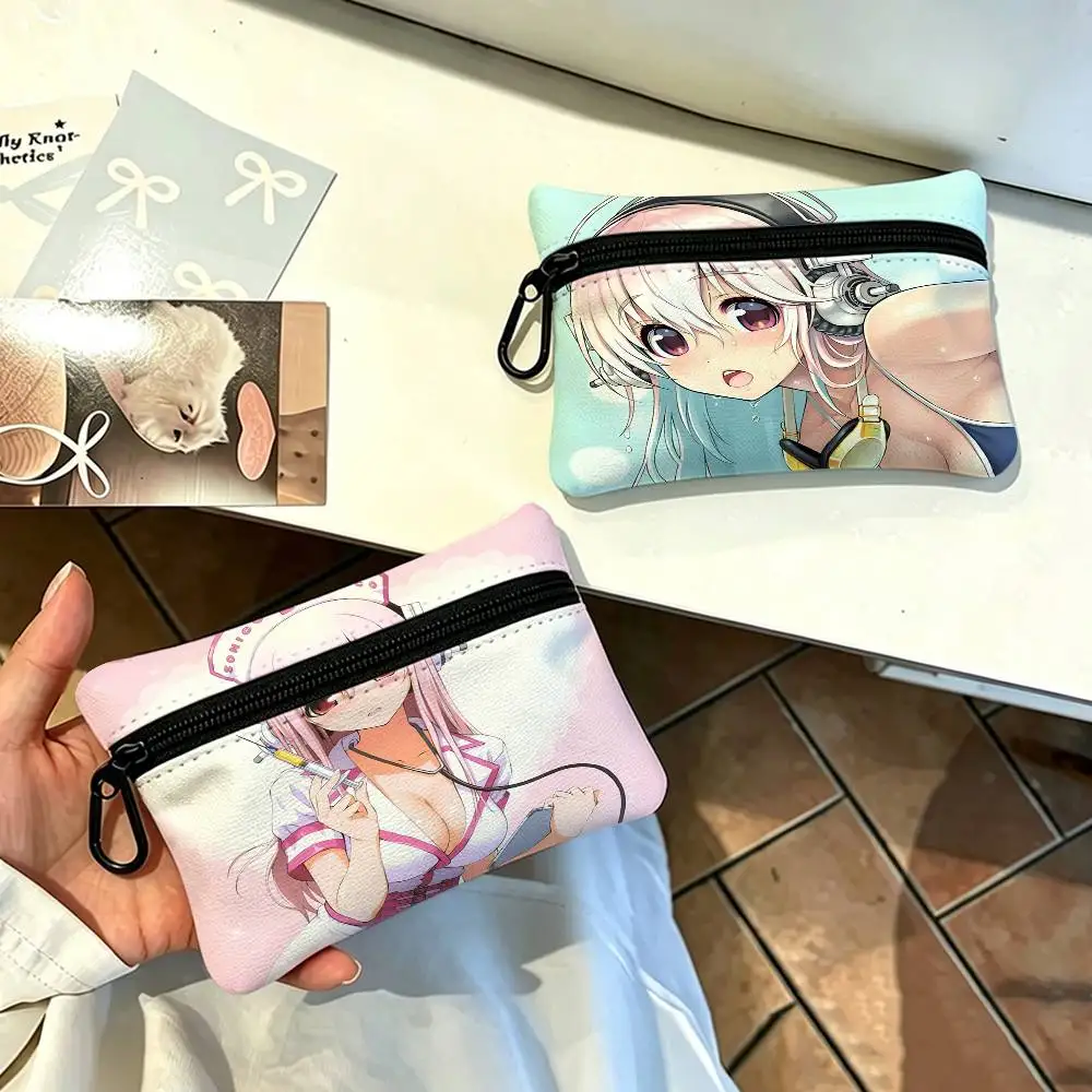 Super Sonico Manga Anime Oxford Cloth Zipper Wallet Multifunctional Hanging Coin Bag For Credit Cards Keys Coins Earbuds