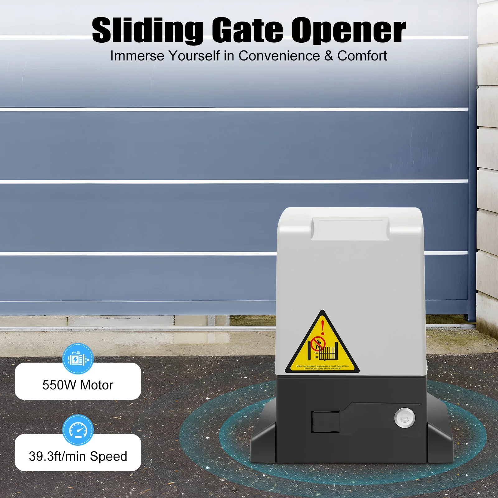 فتاحة بوابة منزلقة أوتوماتيكية 370 وات/550 وات/750 وات مع 2 أجهزة تحكم عن بعد فتاحة باب المرآب الكهربائية ورفوف التروس للمدرسة المنزلية