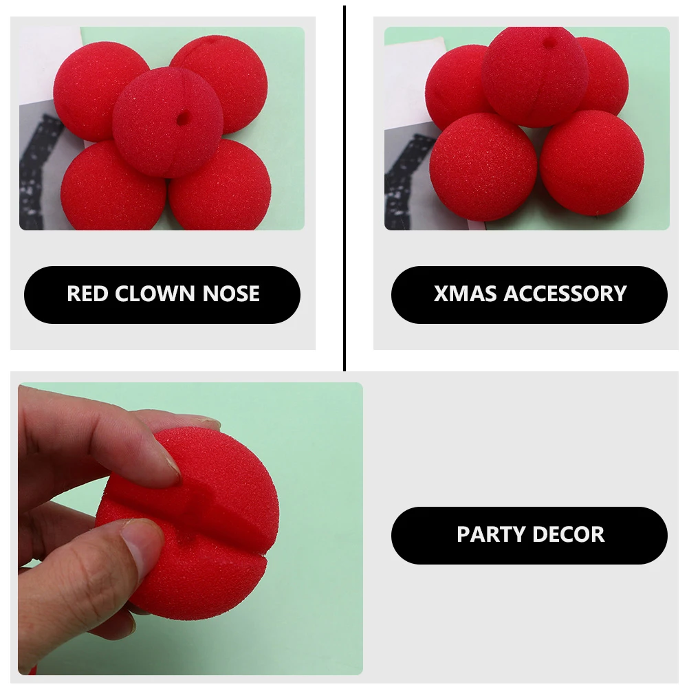 

40pcs Red Sponge Clown Nose Ball Lightweight Comfort Halloween Cosplay Party Carnival Masquerade Props Decor Durable Safe