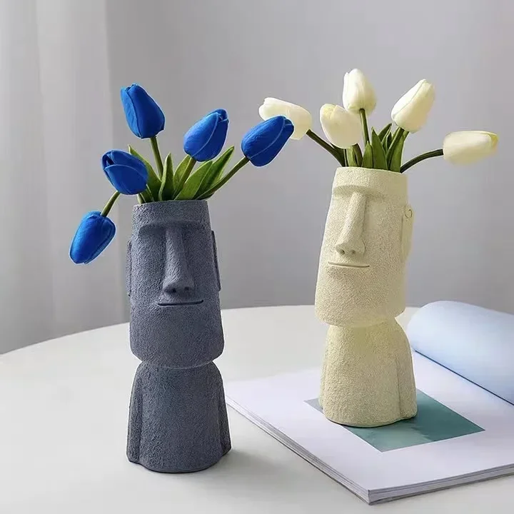 High level artistic design, high flowerpot and vase design, LEGO bouquet, Moai Revival Island stone statue, Nordic style