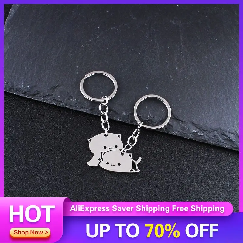 Accessories Not Easily Deformed Metal Cute Cat Couple Keychain Unique Design Cute Pendant Unique Accessories Cute Style