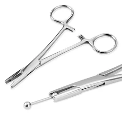 1pc Surgical Steel Unscrew Tight Balls Holding Plier Tool Tweezer Sterile Clamp Professional Body Piercing Jewelry Forceps 3-5mm