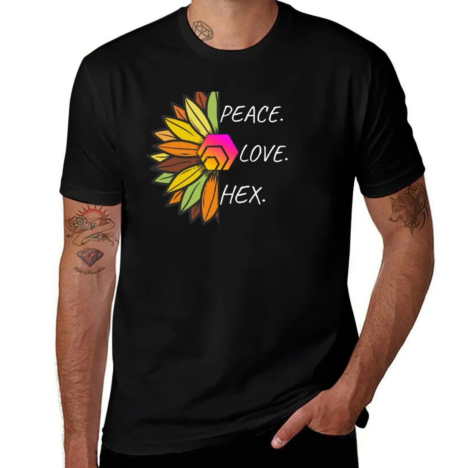 

Peace. Love. HEX. T-Shirt cotton tshirt 100% t shirts for man slim fit