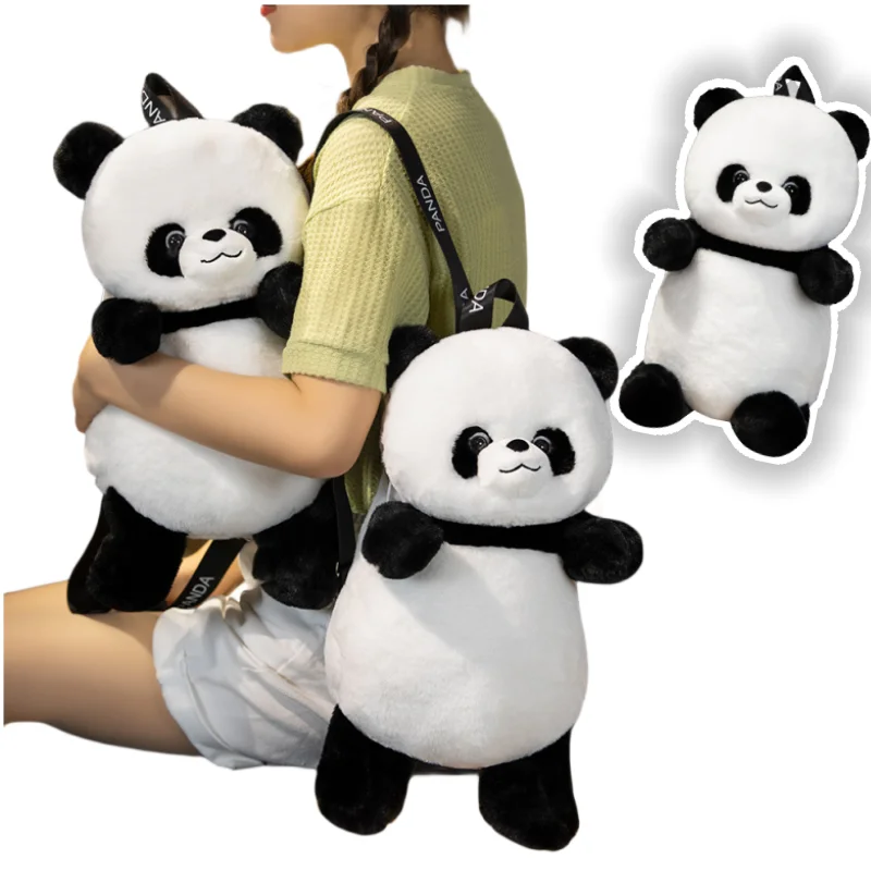 Panda Mochila de pelúcia para bebê Kawaii Animal Schoolbag, bonecas de pelúcia macia, presentes de aniversário e Natal de alta qualidade