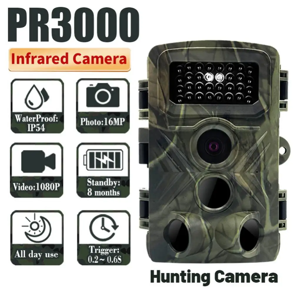 36MP 1080P Multi-function Outdoor Huntings Animal Observation Monitoring Camera IP54 Waterproof with 34 Infrared Lights