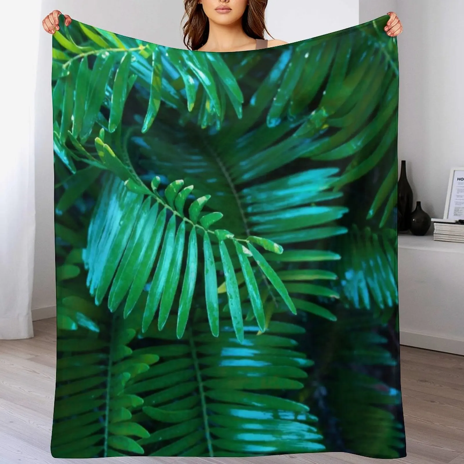 

Green Palm Leaves Throw Blanket Kid'S Large Tourist Soft Plaid Blankets