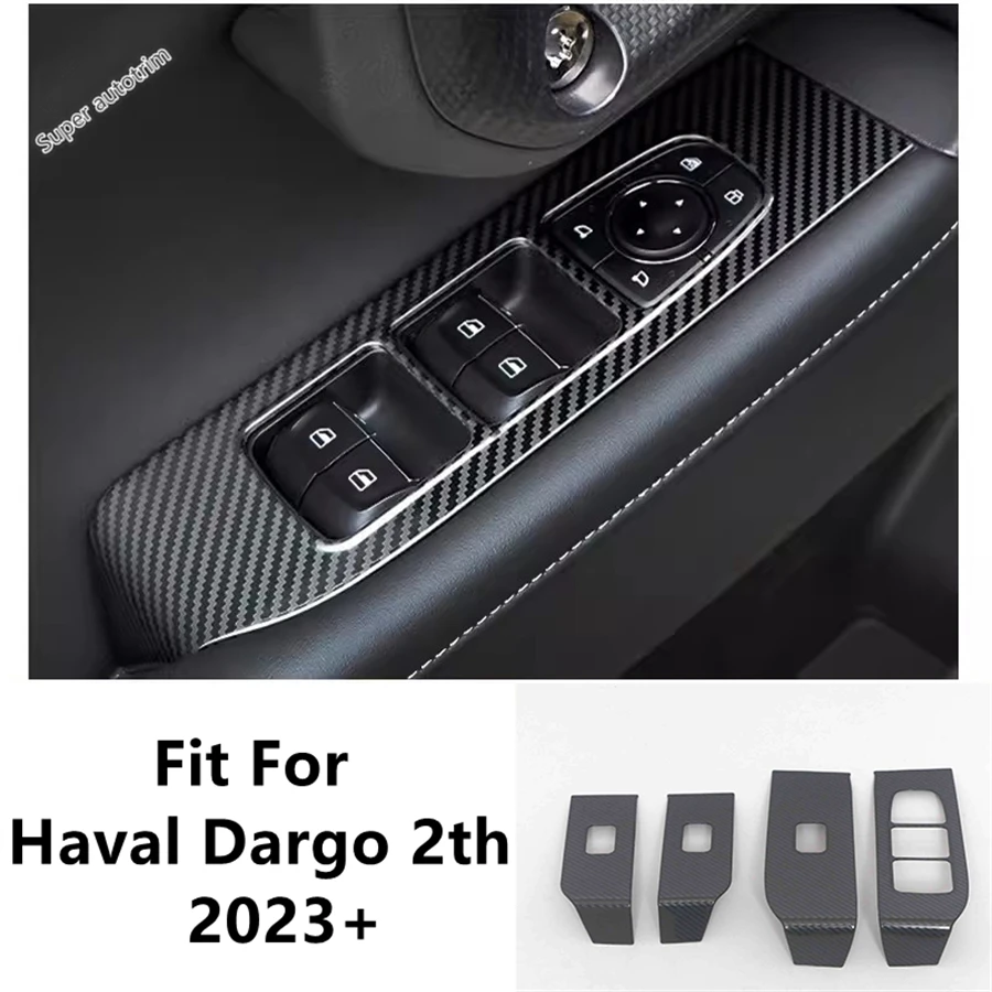 

Car Inner Door Armrest Window Glass Lift Button Control Panel Cover Trim For Haval Dargo 2th 2023 2024 Carbon Fiber Accessories