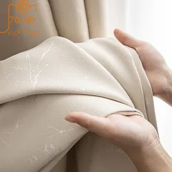 Customized Cream White Lightning Jacquard Thickened Chenille Blackout Acoustic Curtains for Living Room Bedroom French Window