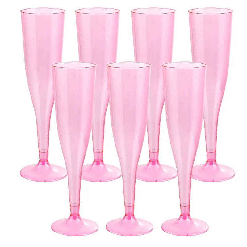 25pcs Disposable Champagne Flutes Plastic Sparkling Style Champagne Cocktail Cup Red Wine Toasting Cup for Weddings Party Cups