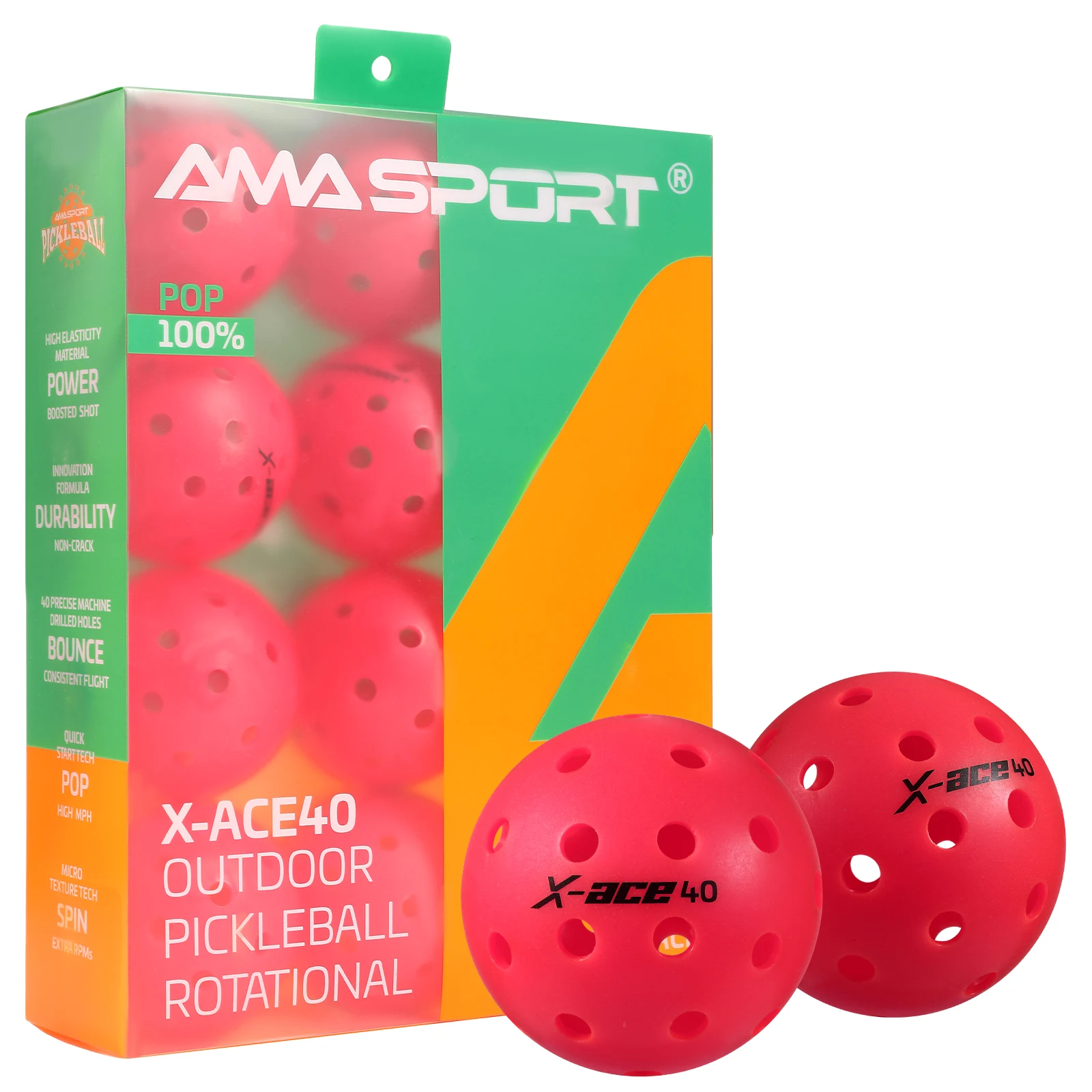 AMASPORT 3/6/12 Pcs Pickleball Balls 40 Holes,USAPA Approved-High Bounce True Flight,Durable Pickle Balls Pickleball Accessories