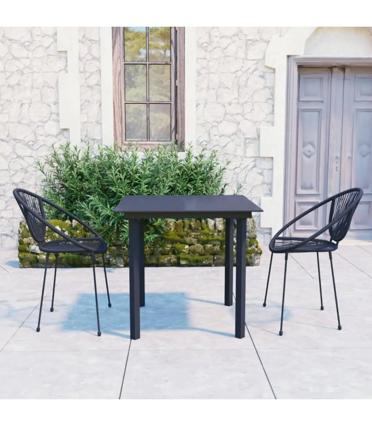 Garden sets garden garden dining set 3 pieces black PVC Rattan