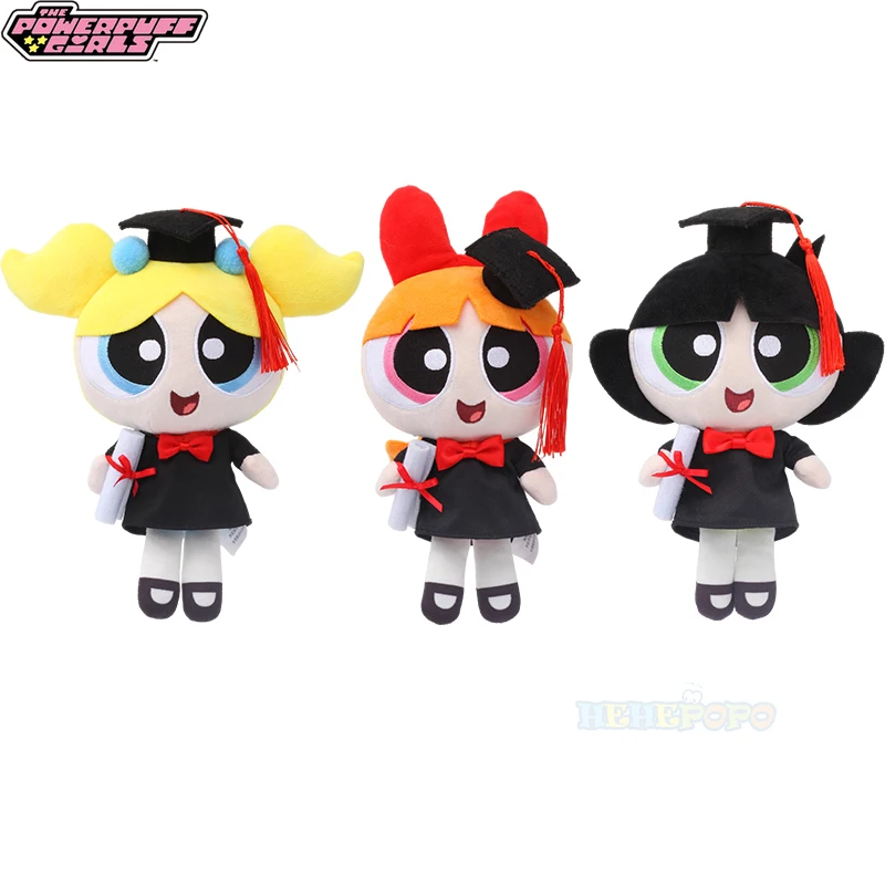 

New 24cm PhD The Powerpuff Girls Plush Toy Kawaii Graduation Gift Cartoon Movie Character Doll Halloween Gift