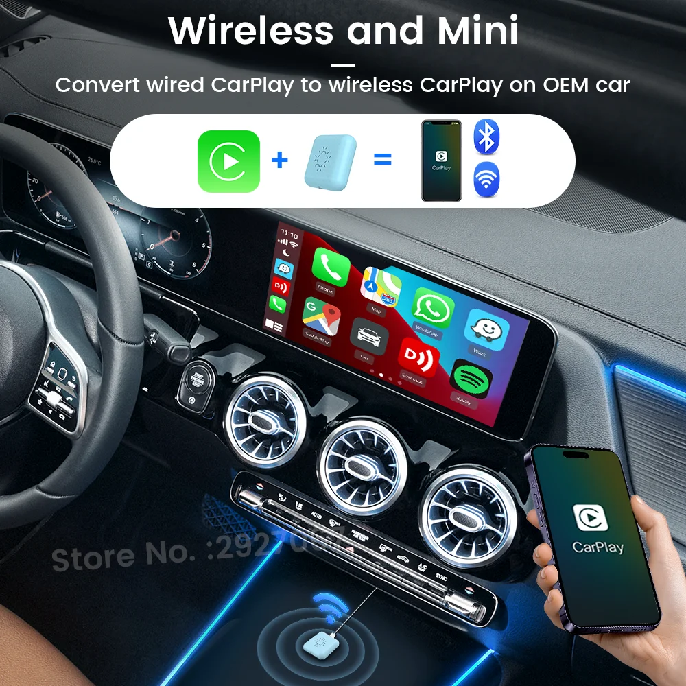 CarlinKit Mini Carplay adattatore Wireless CarPlay Dongle USB Plug and Play per Toyota Nissan Suzuki Subaru Citroen Audi Kia Ford