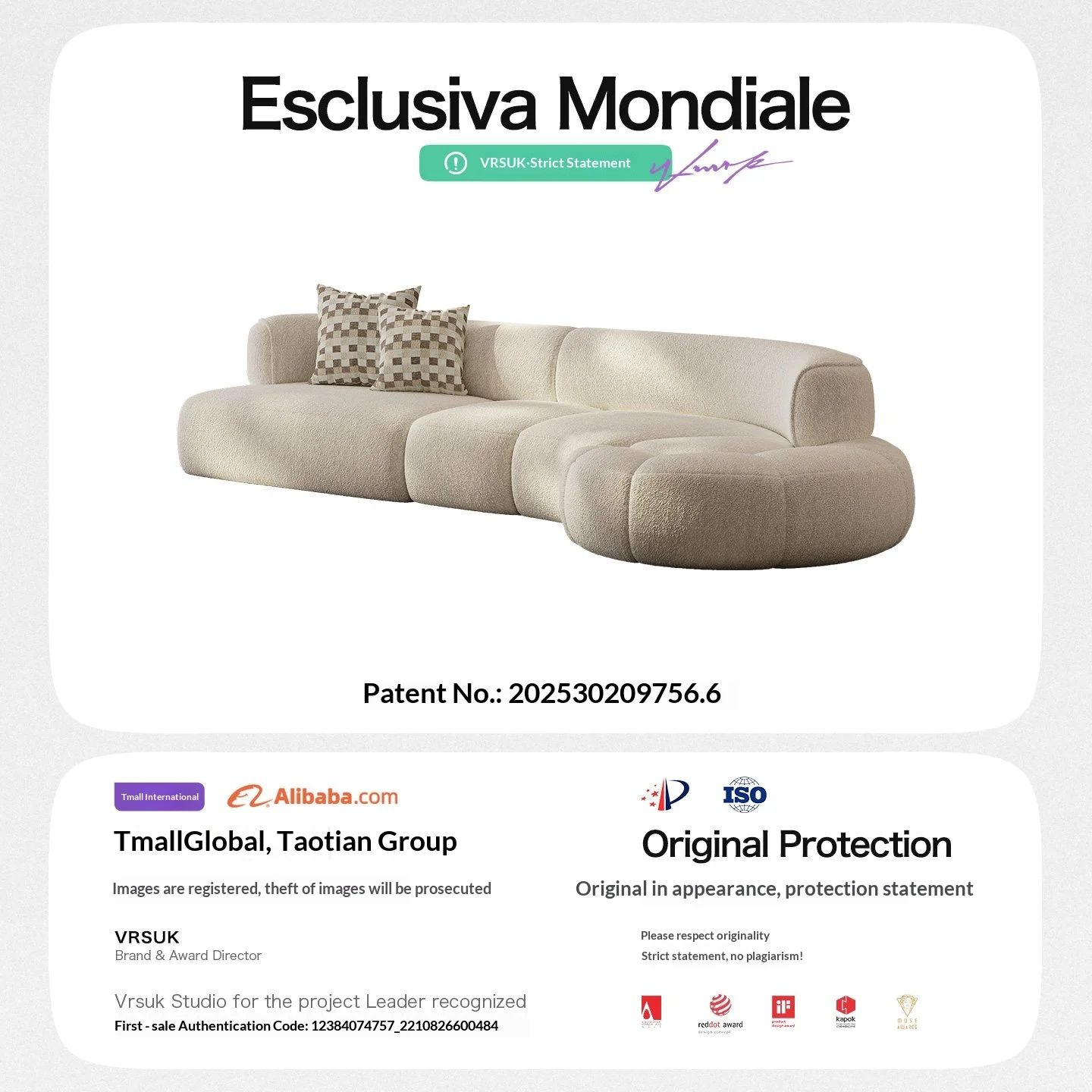 #Italian Curved Cashmere Chesterfield Sofa Single Armchair Unique Shape Minimalist Modern Fabric Sponge-Filled Villa Large Space