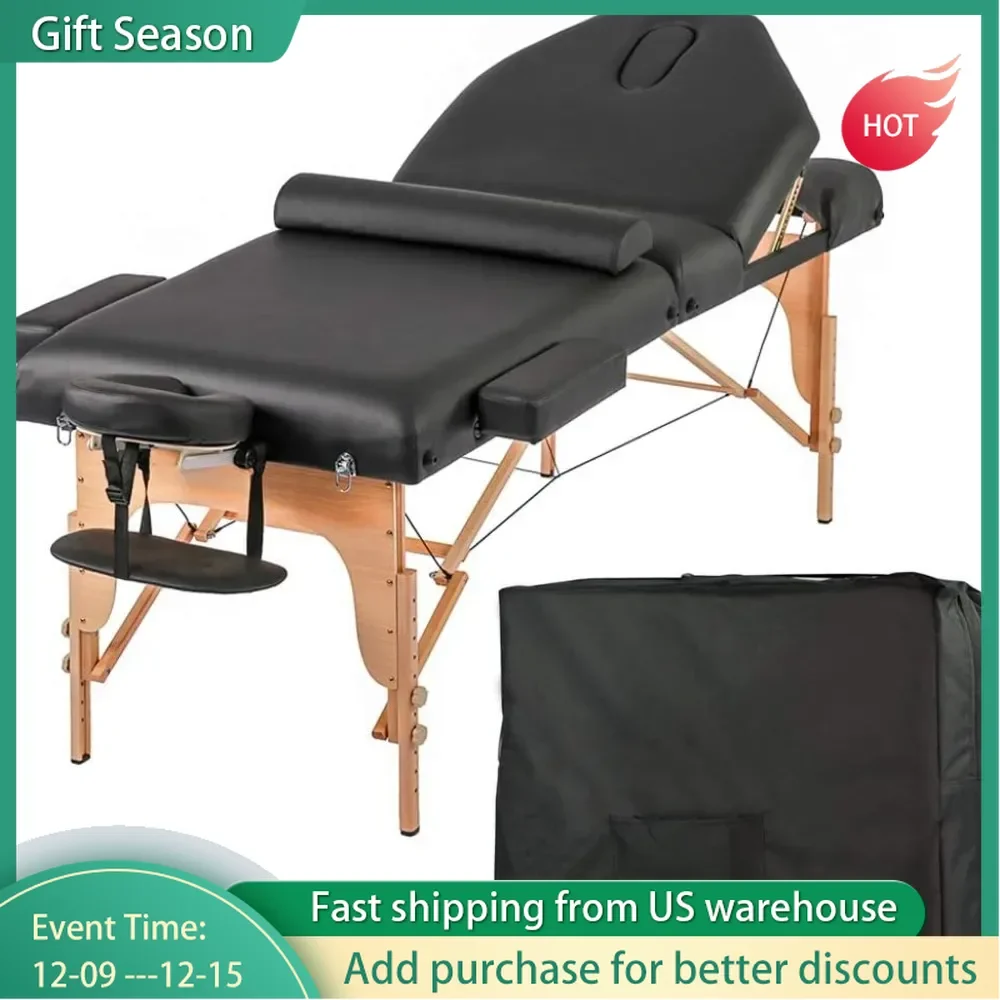 Massage Bed Spa Bed Height Adjustable 77-86 Inches Long 30 Inches Wide Salon Bed Thick Foam Pad Portable Massage Table