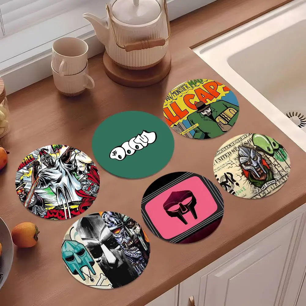 M-MF D-DOOM Rapper Coasters 10cm Round Wooden Suitable For Drinks Tea Coffee Home Gift Choice Holidays