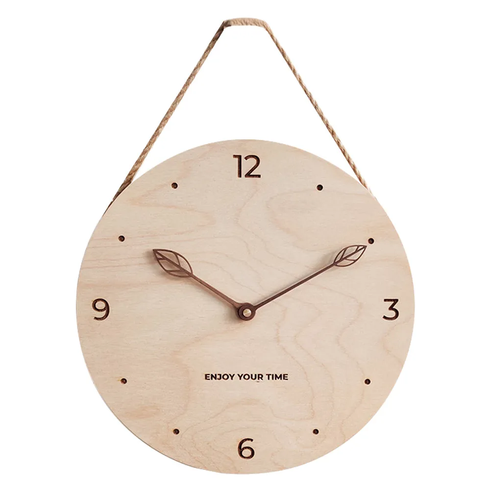 

1Pcs Wooden Wall Clock with Leaf-Shaped Hands Nordic Minimalist Decorative Silent Clock for Living Room Bedroom Office Cafe