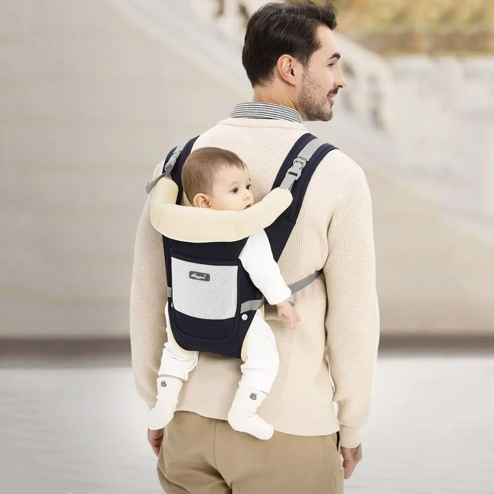 Portabebés ergonómico, mochila frontal ajustable, taburete de cintura infantil, soporte para la cabeza, malla transpirable, envoltura para bebé, eslinga para niños pequeños