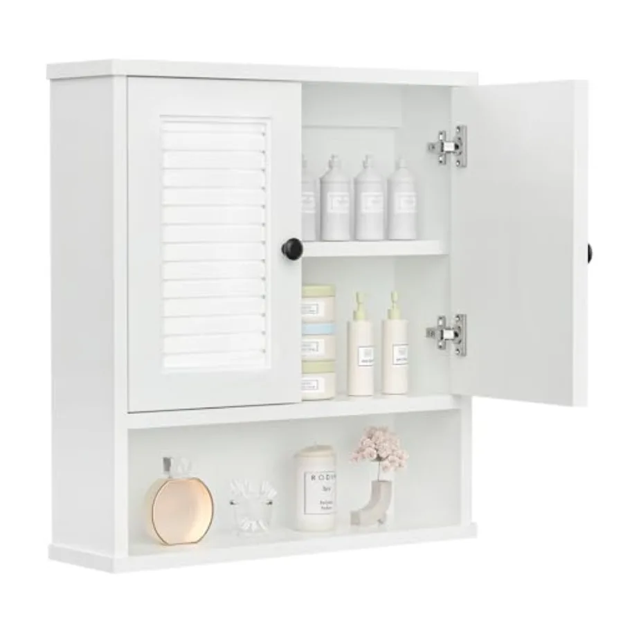 

WPC Bathroom Cabinet Wall Mounted Over Toilet Storage Organizer Adjustable Shelves for Bathrooms White Durable Eco-Friendly Mat
