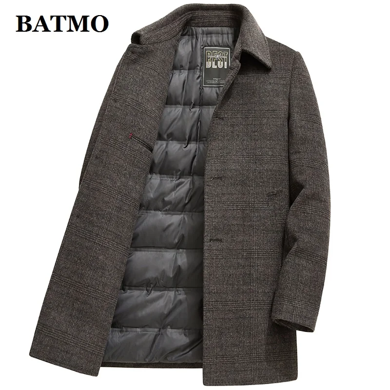 BATMO 2023 new arrival winter high quality wool casual thicked trench coat men,men\'s winter jackets overcoat plus-size 22838