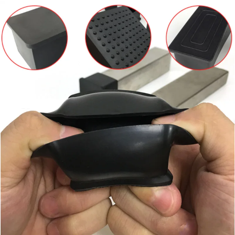 8pcs Black PVC Table Chair Leg Tips Caps Non-slip Floor Square Rubber Feet Pads Floor Protector Furniture Accessories