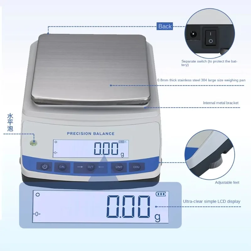 Precision 0.01g Rechargeable Electronic Balance High Precision Analysis Laboratory Jewelry Laboratory Precision Instrument