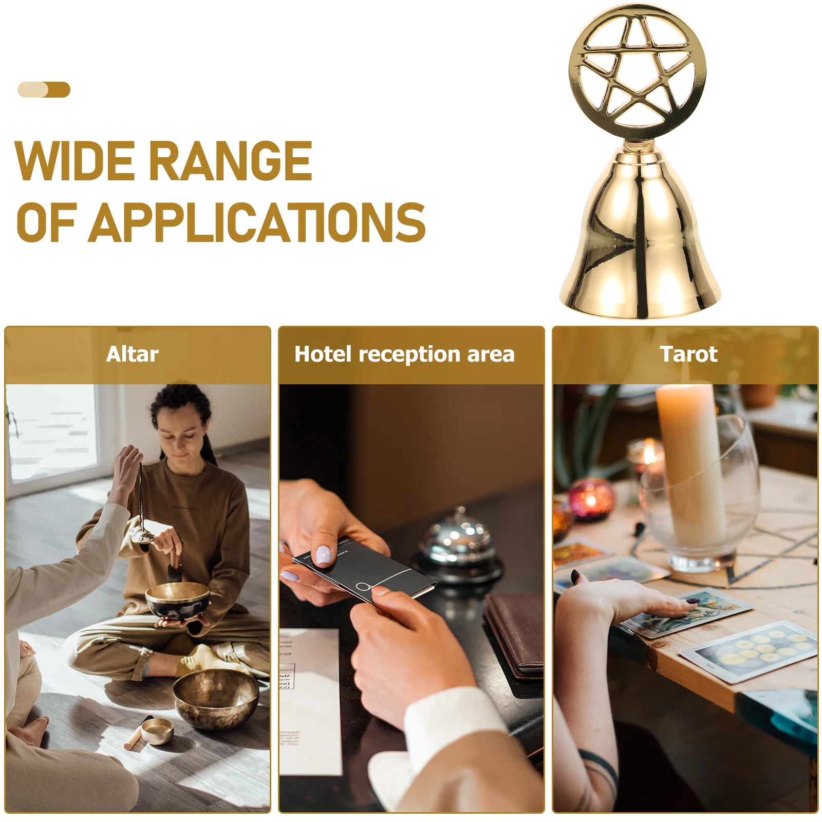 قسط النحاس يده جرس براعة مفصلة أنيقة نظرة مذبح طقوس ديكور جرس لحفل العرافة زخرفة المنزل