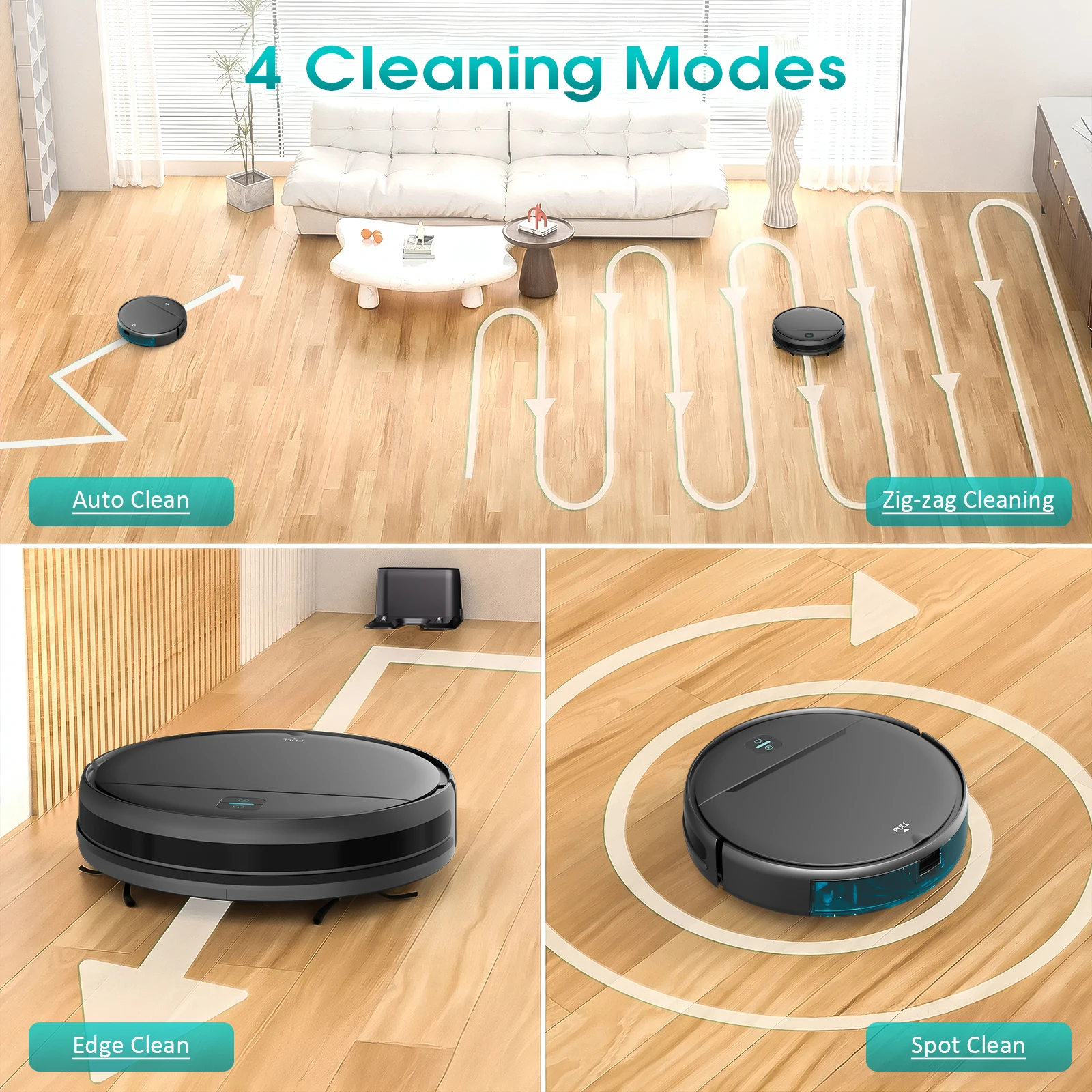 RAYFURN BR151 Robot Vacuum Cleaner, 6000Pa Suction, APP/Remote Control, Customizable Cleaning, Self Charging