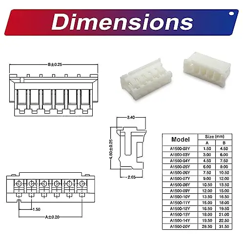 ZH 1.5mm Male & Female Extension JST Connector Kit with 28AWG Premium Pre-Crimped Cables, 1.5mm 150mm Wire (ZH-MF-150 Kit)