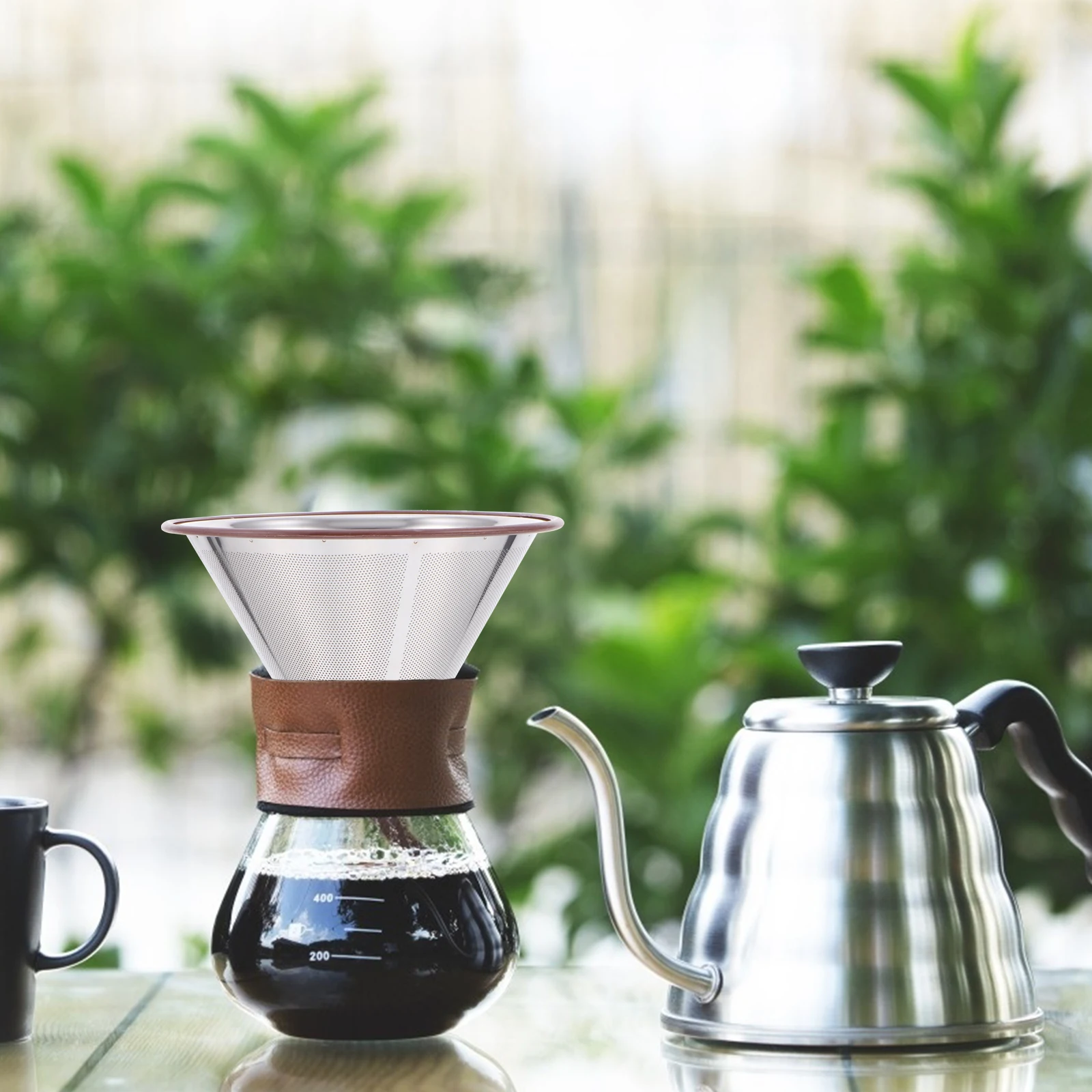 

Coffee Filter Stainless Steel Strainer Reusable V Shaped Double Layer Funnel Tool for Home Easy Clean Coffee Tea