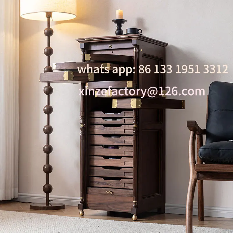 

Customizable Dental Cabinet North American Black Walnut Tea Set Cabinet