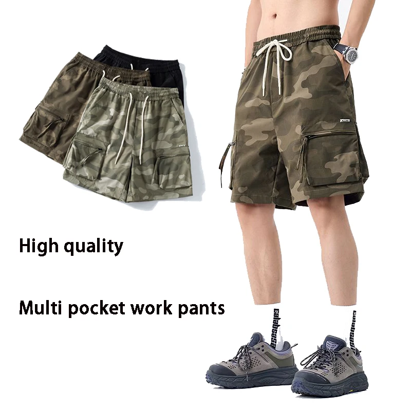 Men's Multi Pocket Camouflage Workwear Shorts Hiking Running Six pocket High Street Style Daily Leisure Multi Color Selection