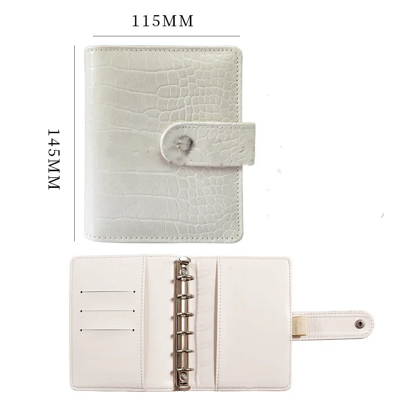 A7 Crocodile Color 6 Ring Binder PU Clip-on Notebook Leather Loose Leaf Notebook Cover Notebooks Journal Stationery