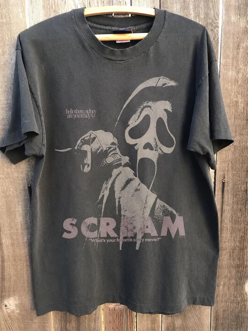 Vintage 90er-Jahre-Stil *Scream* Film Halloween-Shirt Unisex Streetwear-Shirt Grafik-T-Shirts Vintage-T-Shirt – Detail 3